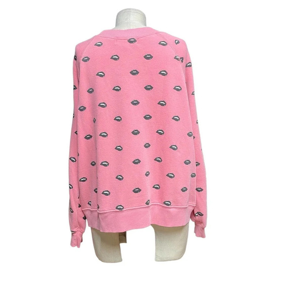 Wildfox Lip Service Sweatshirt Pigment Red Pink Black‎ Size XS - Picture 6 of 8